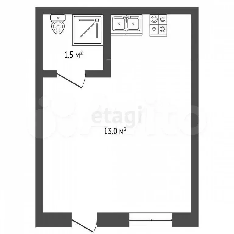 Квартира-студия, 15 м, 1/1 эт. - Фото 0