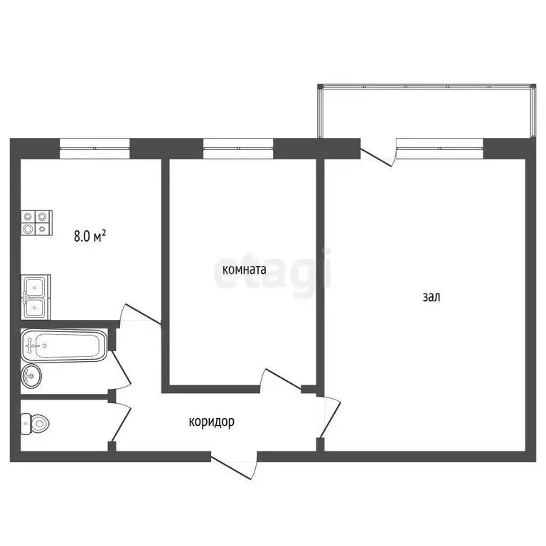 2-комнатная квартира: Елизово, улица Рябикова, 7 (47.3 м) - Фото 1