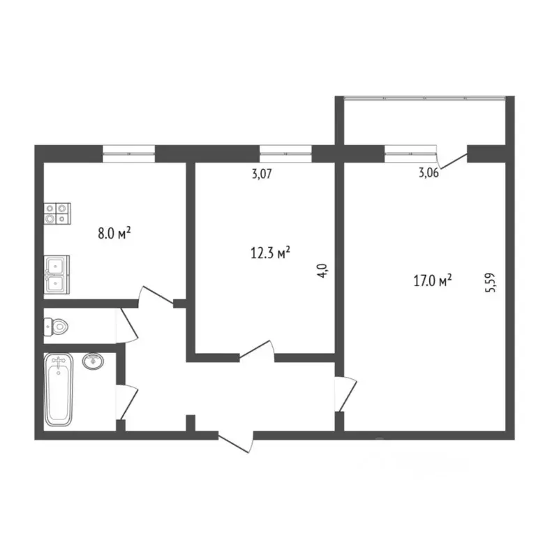 2-к кв. Тюменская область, Тюмень Народная ул., 8 (49.8 м) - Фото 2