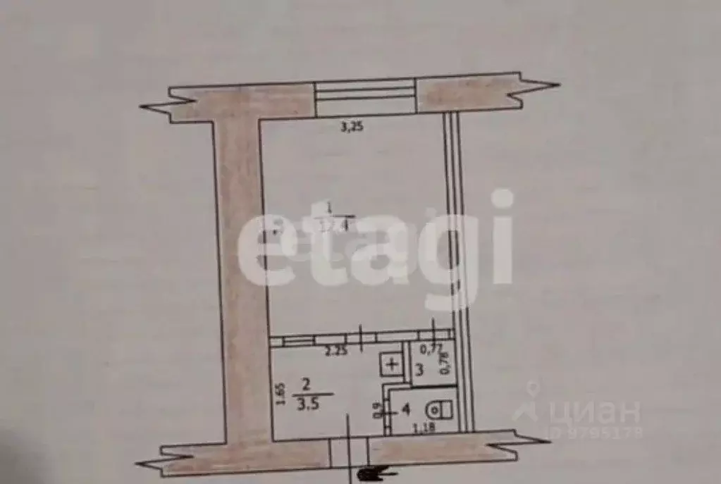 1-к кв. Татарстан, Казань ул. Гудованцева, 45 (17.4 м) - Фото 2