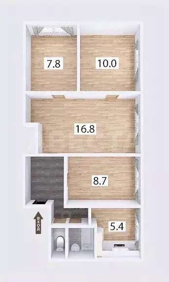 4-к кв. Омская область, Омск Заозерный мкр, ул. Бархатовой, 8 (58.7 м) - Фото 1