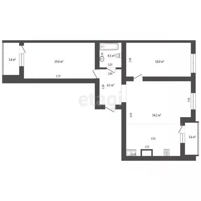 3-к кв. Самарская область, Самара пер. Юрия Павлова, 7а (89.6 м) - Фото 2