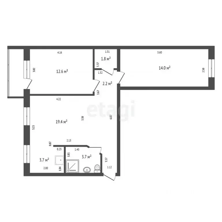 3-к кв. Красноярский край, Красноярск ул. Бограда, 5 (59.0 м) - Фото 2