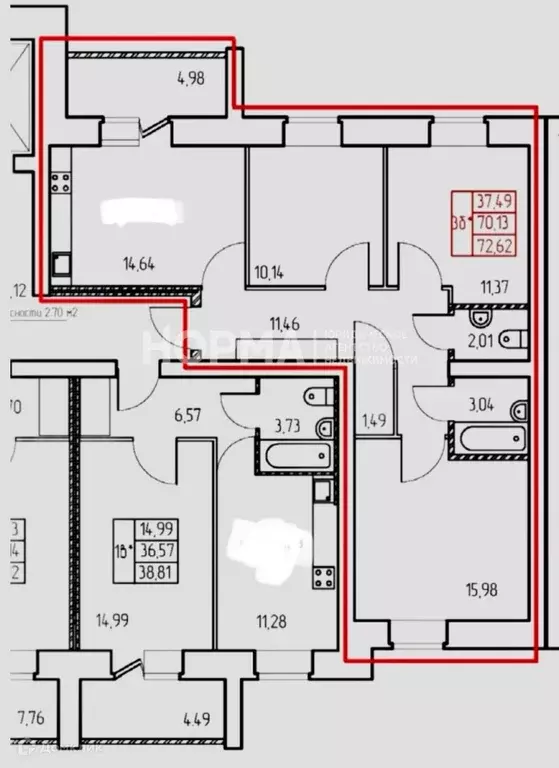 Продаётся 3-к квартира, 72.62 м - Фото 1