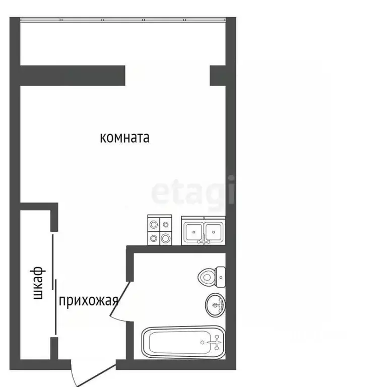 Студия Ханты-Мансийский АО, Сургут Университетская ул., 23/2 (29.4 м) - Фото 1