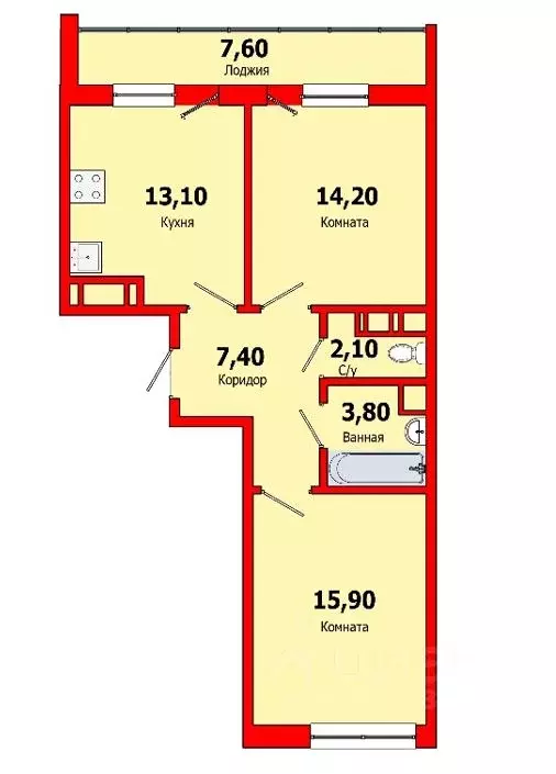 2-к кв. санкт-петербург манчестерская ул, 5к1 (55.5 м) - Фото 0