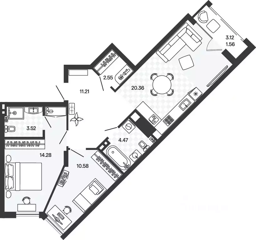 2-к кв. Калининградская область, Гурьевский муниципальный округ, пос. ... - Фото 0