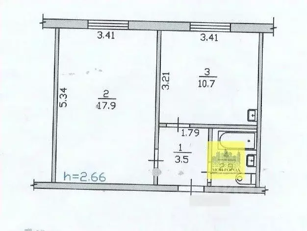 1-к кв. Ханты-Мансийский АО, Пыть-Ях Советская ул., 35 (35.0 м) - Фото 2