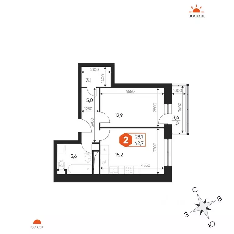 2-к кв. Московская область, Балашиха Гагарина мкр, ул. Проектная, 4 ... - Фото 1