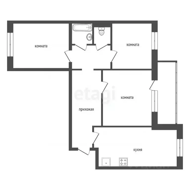 3-к кв. Красноярский край, Красноярск ул. Авиаторов, 66 (106.6 м) - Фото 2