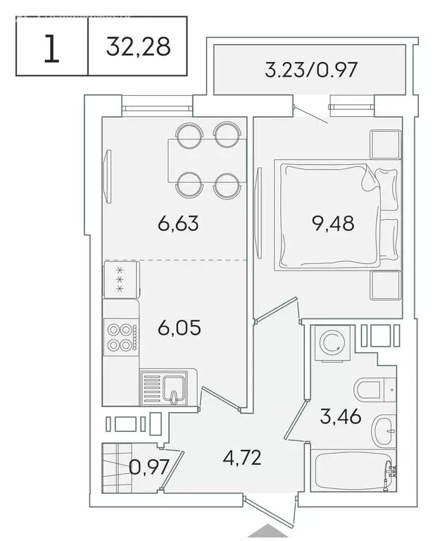 1-комнатная квартира: Мурино, Графская улица, 6к4 (31.3 м) - Фото 0