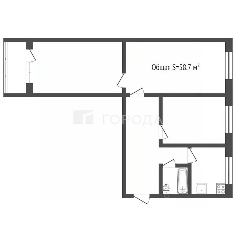 3-к кв. Кемеровская область, Прокопьевск Институтская ул., 44 (58.7 м) - Фото 1