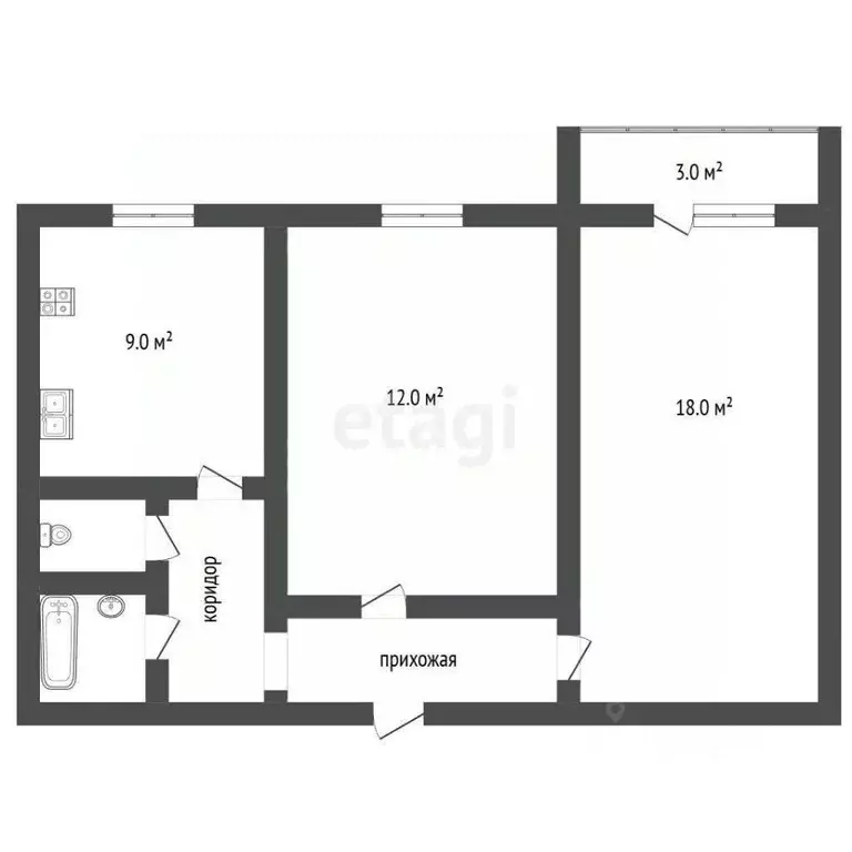 2-к кв. Челябинская область, Челябинск ул. Танкистов, 193В (50.2 м) - Фото 2