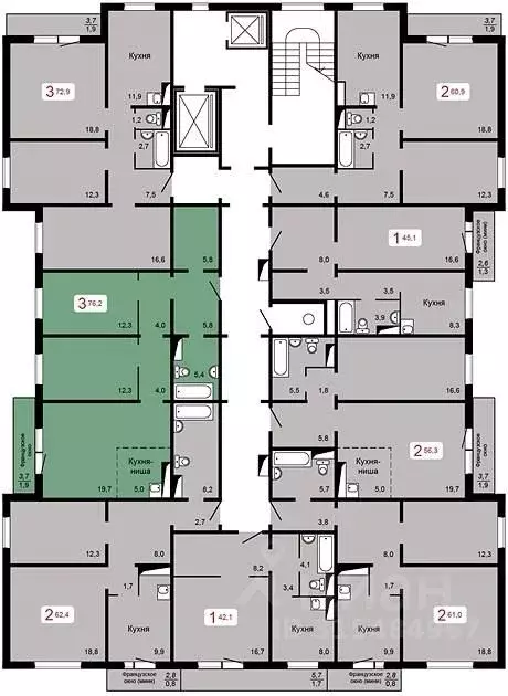3-к кв. Красноярский край, Красноярск ул. Кутузова, 2с4 (76.2 м) - Фото 0