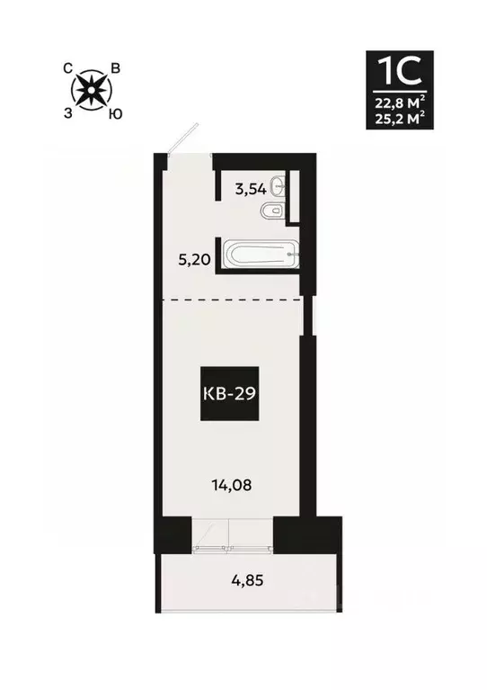 1-к кв. Хабаровский край, Хабаровск Каменногорская ул., 4 (25.2 м) - Фото 1