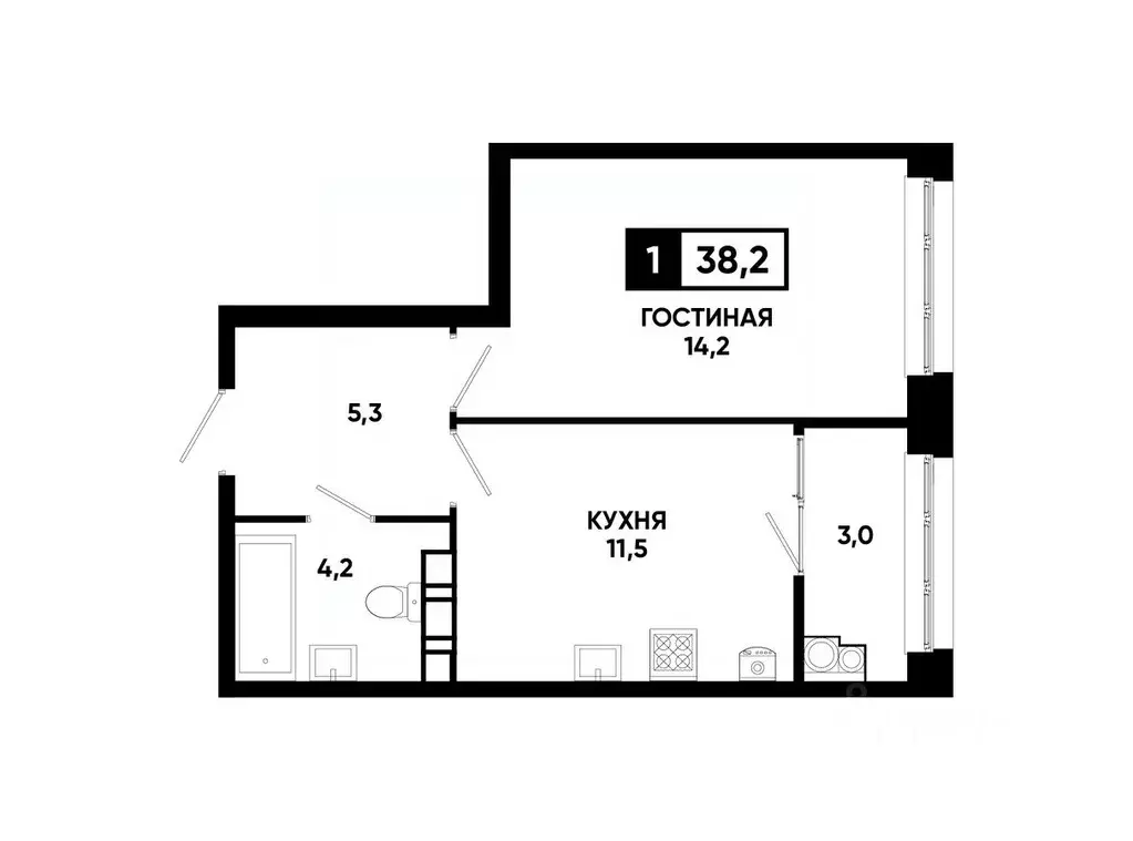 1-к кв. Ставропольский край, Ставрополь ул. Андрея Голуба, 12к8 (38.2 ... - Фото 0