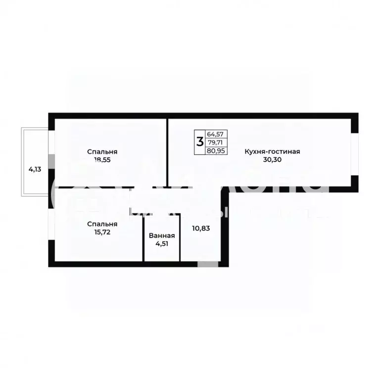 3-к кв. Оренбургская область, Оренбург Липовая ул., 13 (80.95 м) - Фото 1