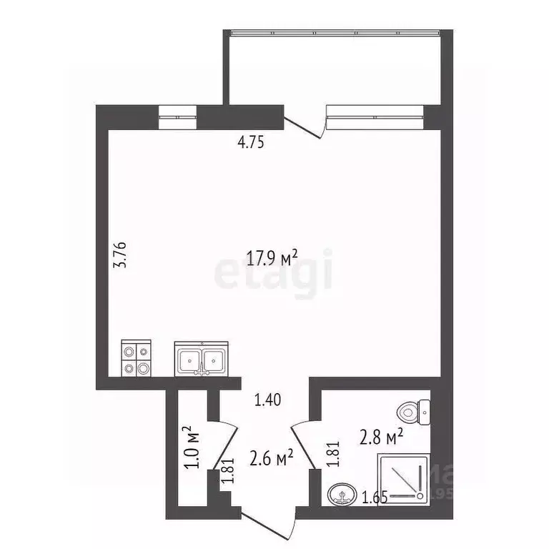 Студия Архангельская область, Коряжма ул. Пушкина, 12 (32.8 м) - Фото 1