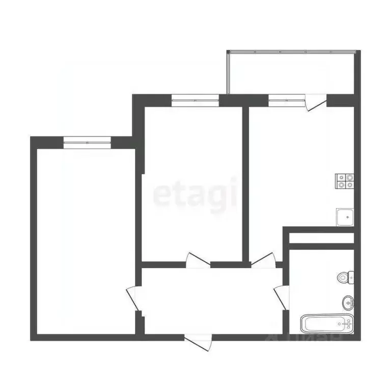 2-к кв. Иркутская область, Иркутск Депутатская ул., 10 (46.3 м) - Фото 2