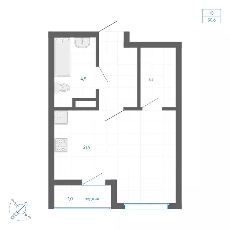 Квартира-студия: Екатеринбург, улица Вильгельма де Геннина, 59 (30.2 ... - Фото 1