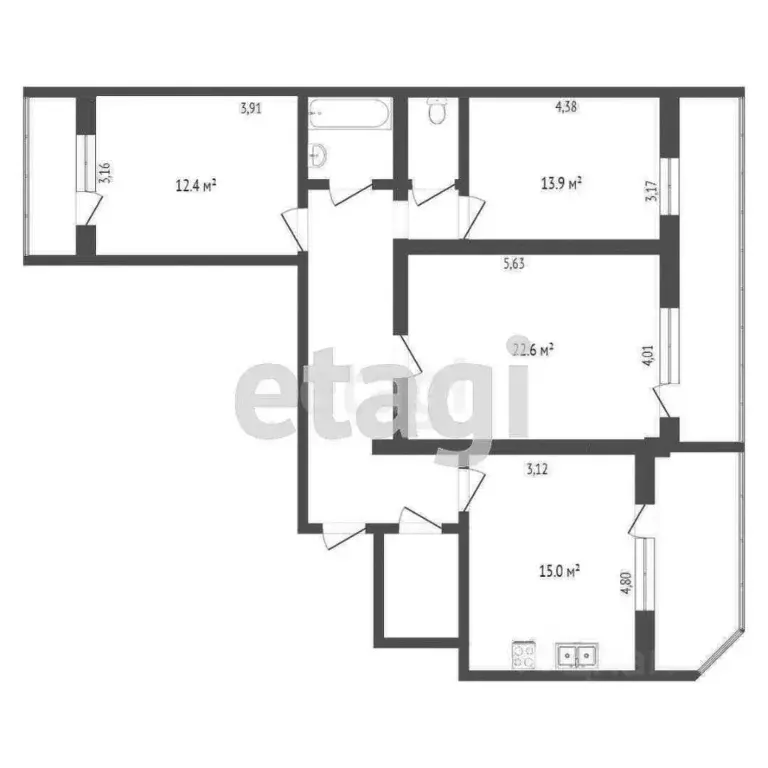 3-к кв. Вологодская область, Вологда Фрязиновская ул., 24 (89.7 м) - Фото 2