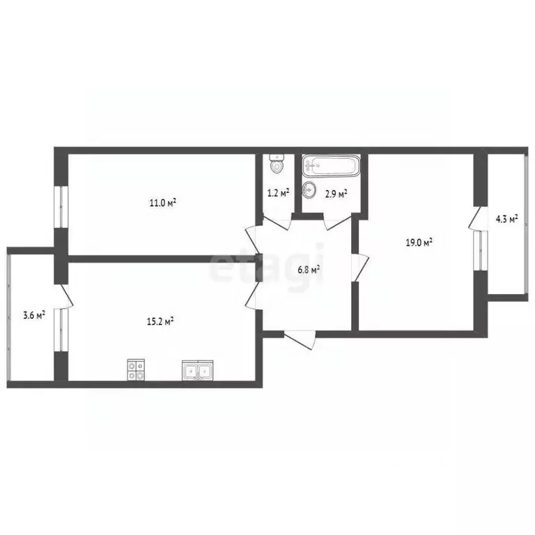 2-к кв. Архангельская область, Котлас ул. Ушинского, 25 (58.3 м) - Фото 2