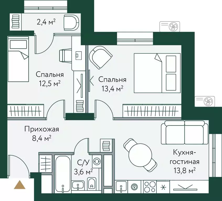 2-к кв. Волгоградская область, Волгоград Новосибирская ул., 74с1 (54.1 ... - Фото 0