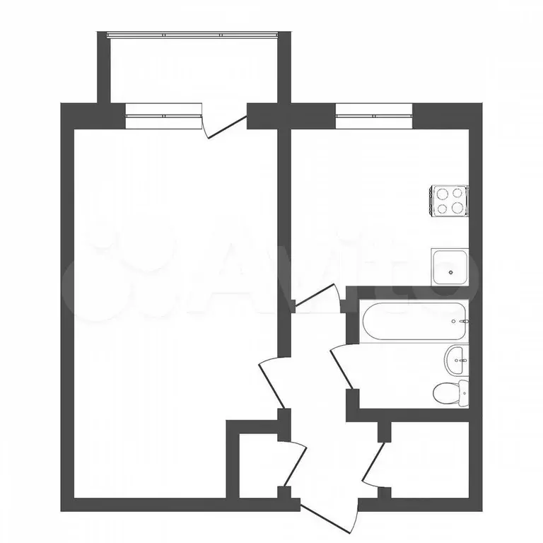 1-к. квартира, 30 м, 4/5 эт. - Фото 0