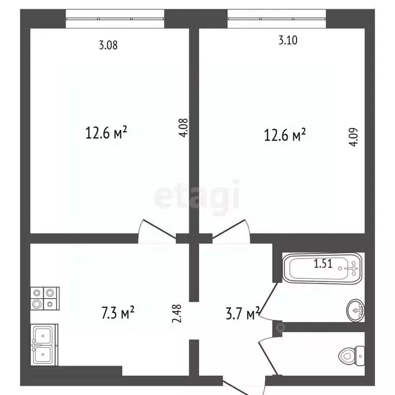 2-к кв. Пермский край, Добрянка ул. Трудовые Резервы, 7 (39.0 м) - Фото 2