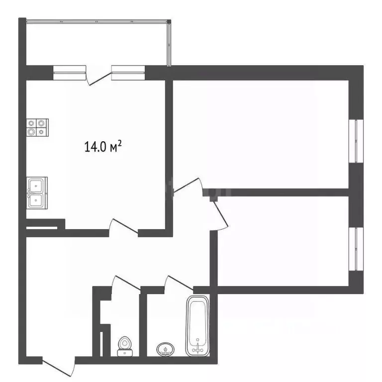 2-к кв. Ханты-Мансийский АО, Сургут Университетская ул., 15 (65.9 м) - Фото 1