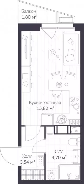 Квартира-студия: Сертолово, ЖК Верен Норт Сертолово (24.6 м) - Фото 0