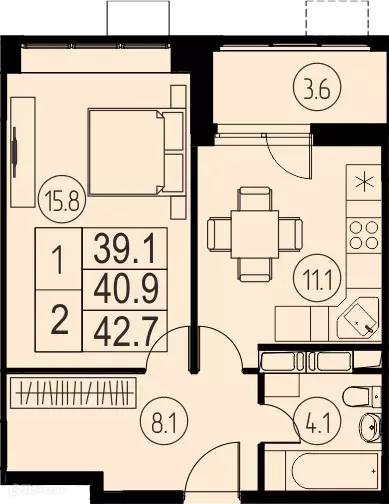 Продаётся 1-к квартира, 40.9 м - Фото 0