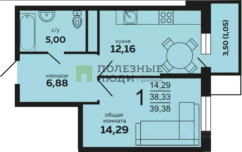 1-к кв. Краснодарский край, Новороссийск ул. Хворостянского, 27к1 ... - Фото 2