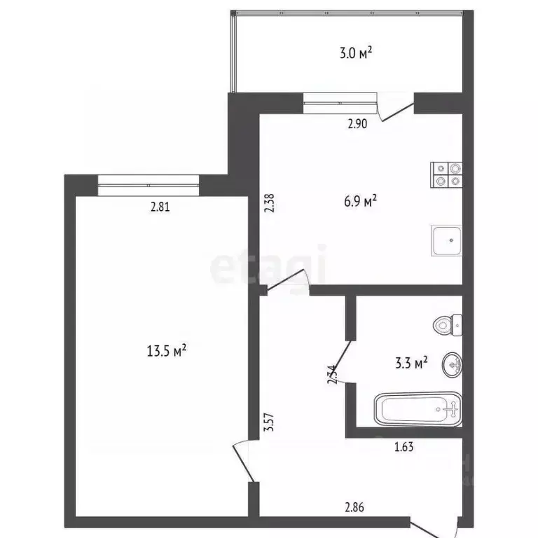 1-к кв. Тюменская область, Тюмень ул. Максима Горького, 10к1 (30.7 м) - Фото 1