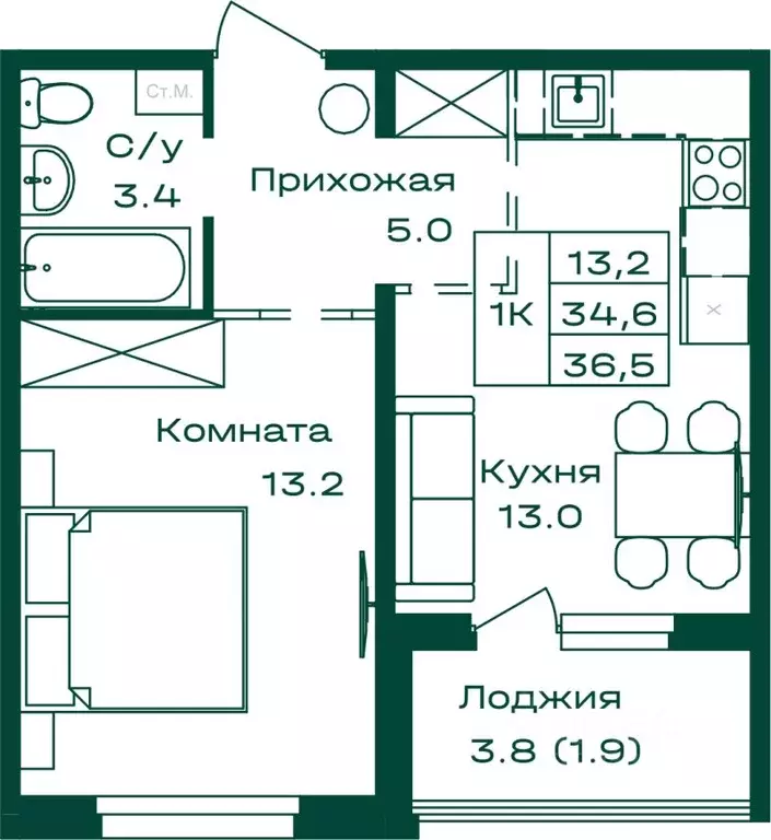 1-к кв. Алтай, Майминский район, с. Майма Алтайская ул., 2АК1 (36.5 м) - Фото 0
