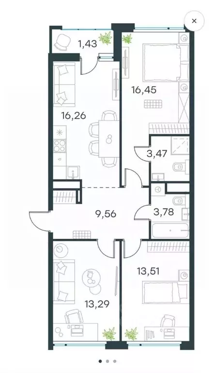 3-к кв. Московская область, Красногорск городской округ, Отрадное пгт ... - Фото 2
