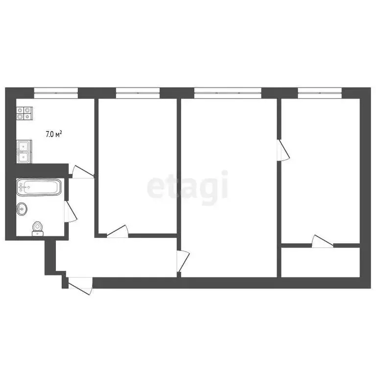 3-комнатная квартира: Ялта, Садовая улица, 52 (61.7 м) - Фото 0