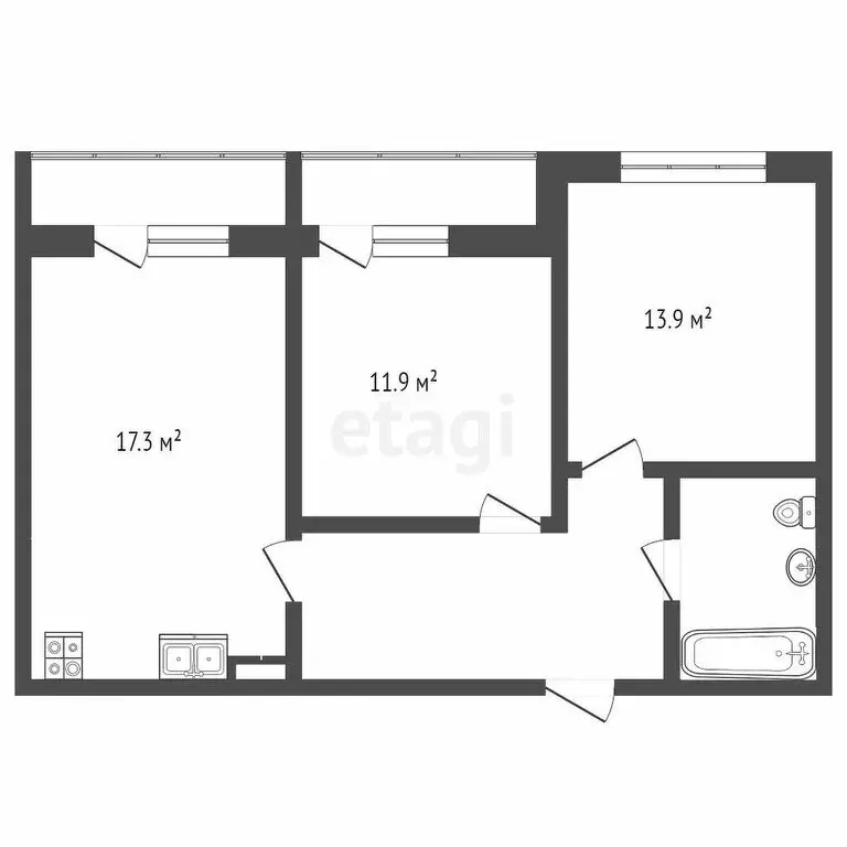 2-комнатная квартира: Тюмень, улица Павла Никольского, 10 (55.9 м) - Фото 0