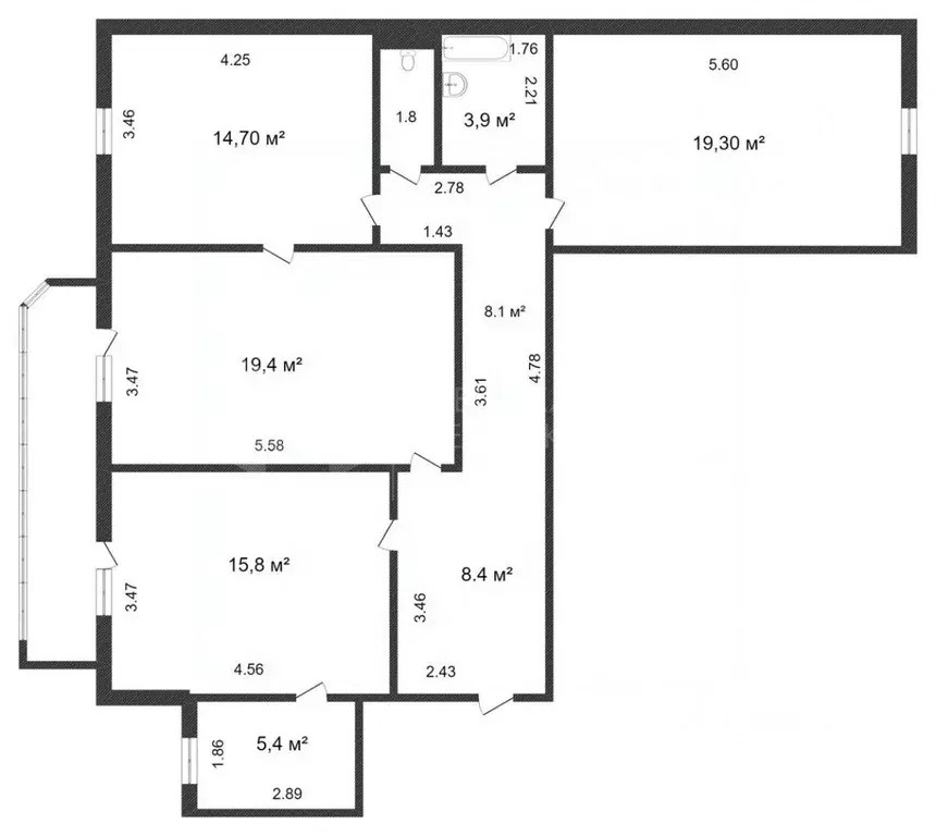 3-к кв. Тюменская область, Тюмень Широтная ул., 167к6 (98.8 м) - Фото 1