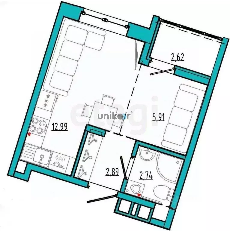 1-к кв. Брянская область, Брянск Бежицкая ул., 21Б (25.0 м) - Фото 1