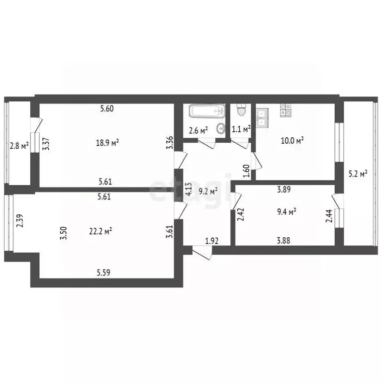 3-к кв. Санкт-Петербург ул. Кораблестроителей, 12к2 (73.4 м) - Фото 2