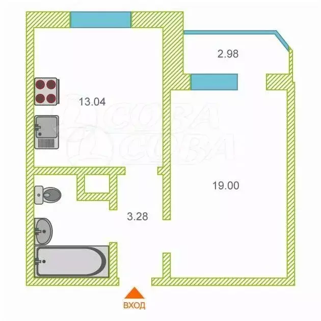 1-к кв. Тюменская область, Тюмень Широтная ул., 168к2 (41.9 м) - Фото 1