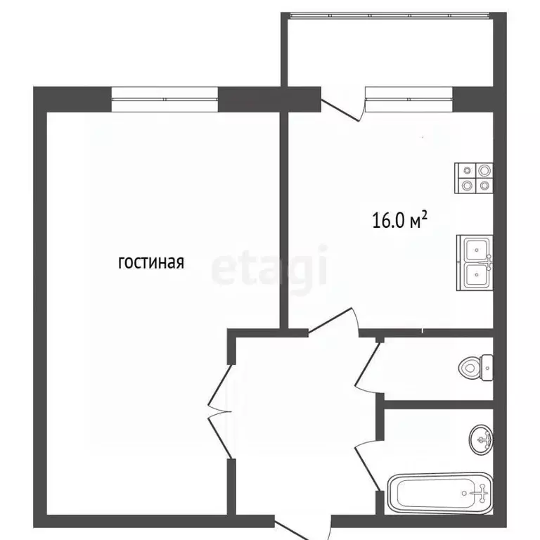 1-к кв. Башкортостан, Бирск ул. Мира, 144А (36.0 м) - Фото 2