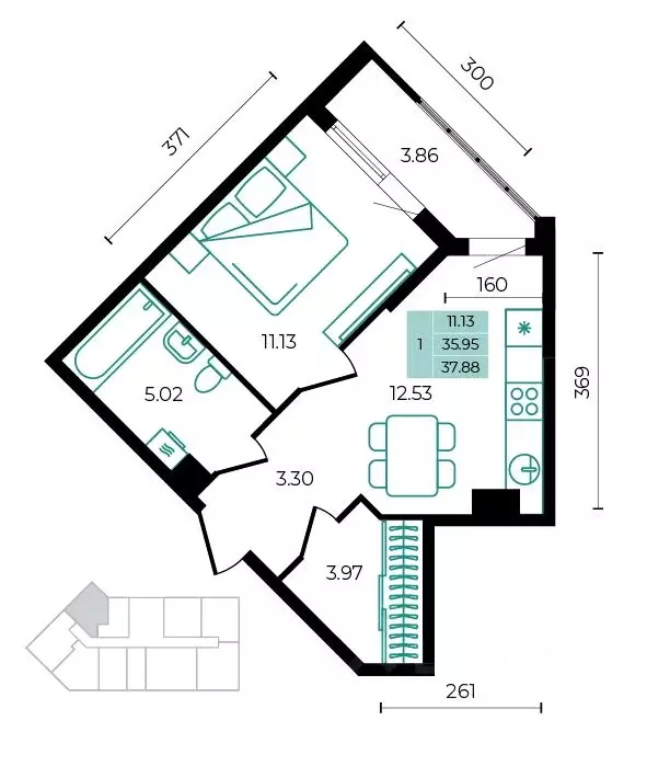 1-к кв. Адыгея, Майкопский район, пос. Тульский  (37.88 м) - Фото 1
