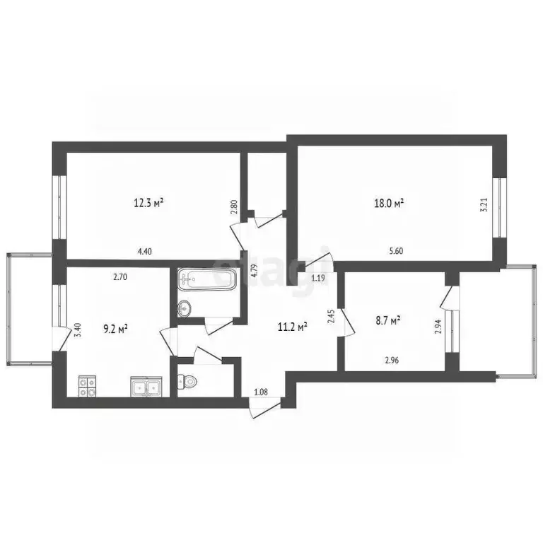 3-к кв. Крым, Симферопольский район, с. Мирное ул. Белова (64.8 м) - Фото 2
