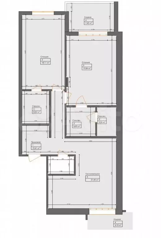2-к. квартира, 86 м, 3/9 эт. - Фото 0