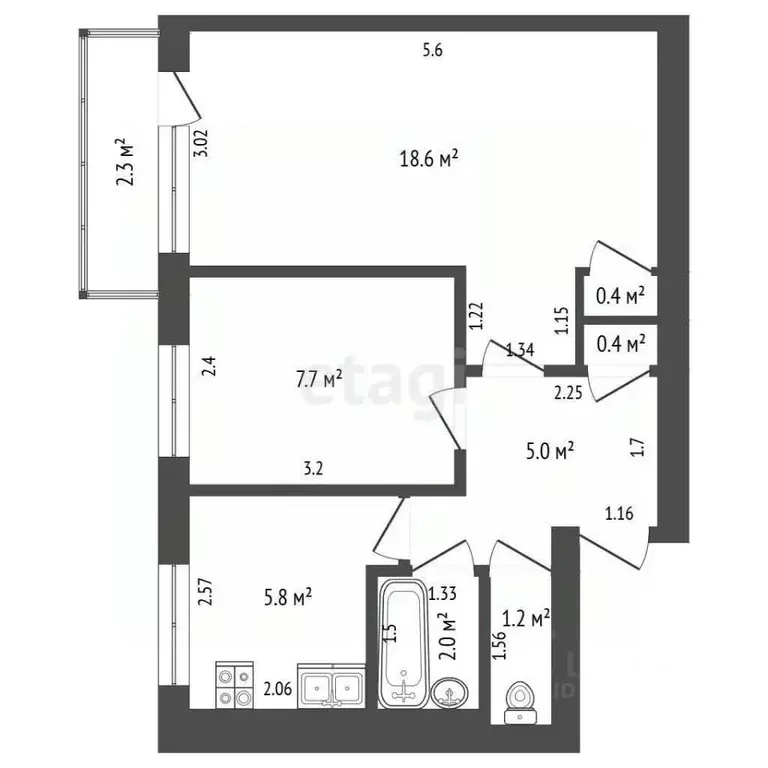 2-к кв. Самарская область, Самара Гая ул., 37 (41.8 м) - Фото 2