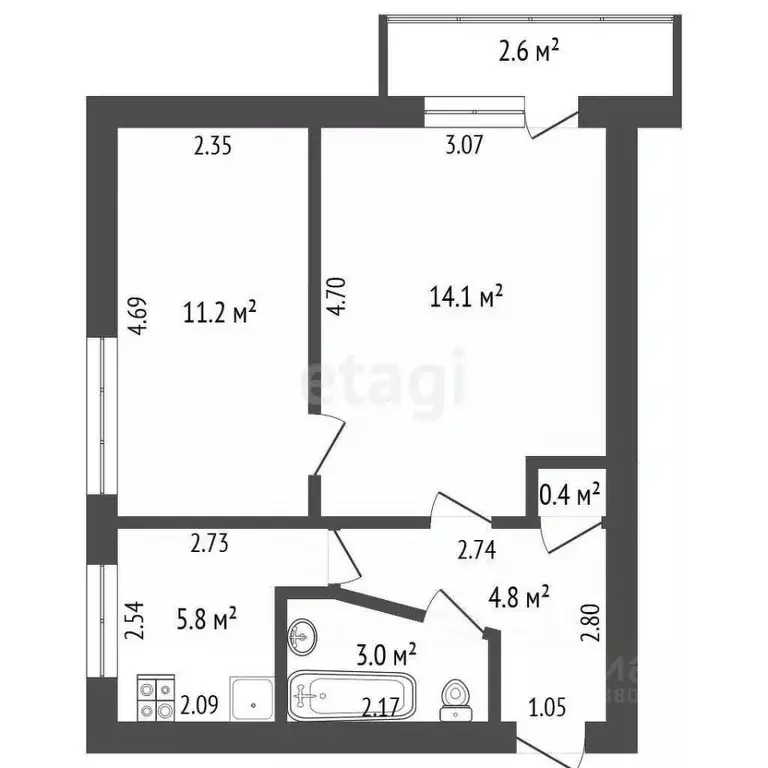 2-к кв. Ростовская область, Ростов-на-Дону Токарная ул., 80/6 (40.0 м) - Фото 1