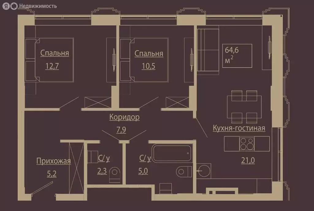 3-комнатная квартира: Новосибирск, улица Чаплыгина, 54 (64.6 м) - Фото 0
