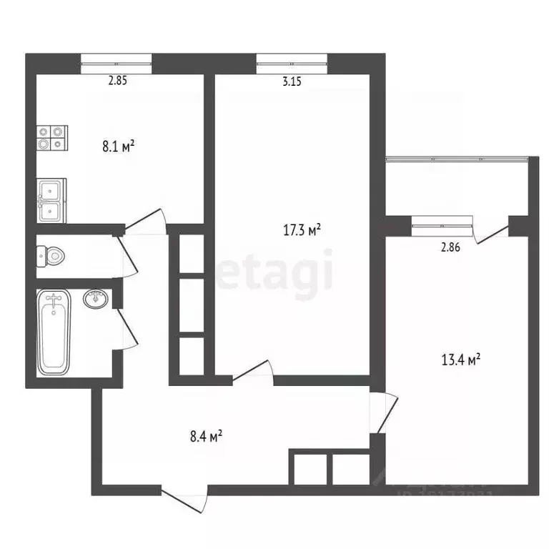 2-к кв. Ямало-Ненецкий АО, Новый Уренгой Дружба мкр, 2/9 (52.7 м) - Фото 2